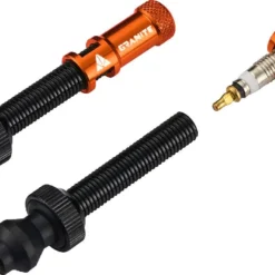 Granite Design Juicy Nipple Tubeless Valves 45 Mm With Valve Key Caps Orange