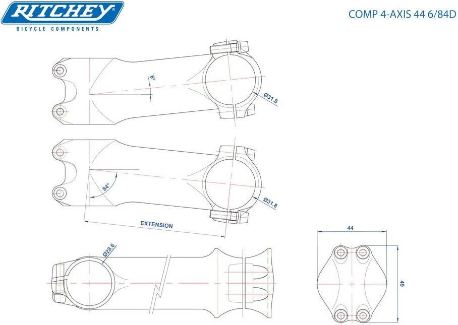 Stem Ritchey Comp 4 Axis +/- 6 Black 4 Stem Ritchey Comp 4 Axis +/- 6 Black - Image 4