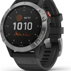 Garmin Fenix 6 Solar GPS Watch Silver With Black Band
