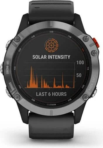 Garmin Fenix 6 Solar GPS Watch Silver With Black Band 2 Garmin Fenix 6 Solar GPS Watch Silver With Black Band - Image 2