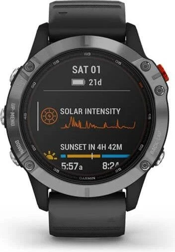 Garmin Fenix 6 Solar GPS Watch Silver With Black Band 9 Garmin Fenix 6 Solar GPS Watch Silver With Black Band - Image 9