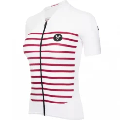 LeBram Ventoux Women's Short Sleeve Jersey White Bordeaux Tailored Fit