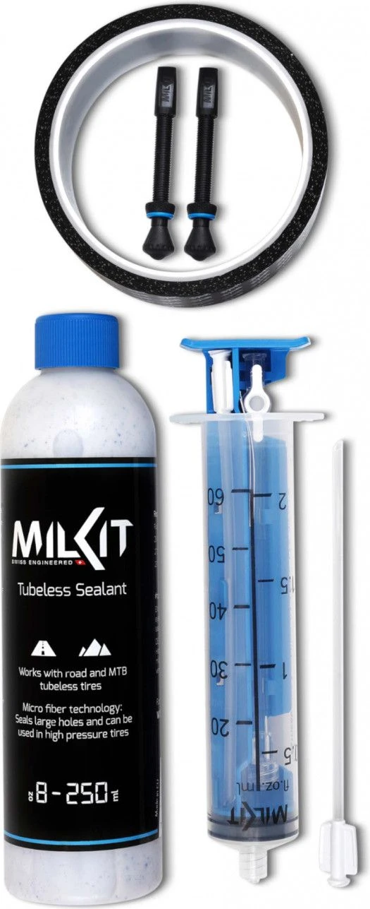 Milkit Tubeless Kit (32mm Rim Tape) 45mm Valves 1 Milkit Tubeless Kit (32mm Rim Tape) 45mm Valves