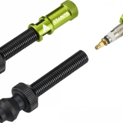 Pair Of Granite Design Juicy Nipple Tubeless Valves 80 Mm With Green Shell Removal Plugs