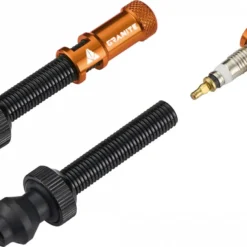 Pair Of Granite Design Juicy Nipple Tubeless Valves 80 Mm With Orange Shell Removal Plugs