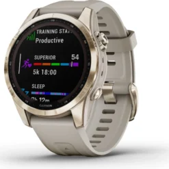 Garmin Fenix 7S Sapphire Solar Titanium Sport Watch Light Gold / Beige