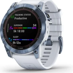 Garmin Fenix 7X Sapphire Solar Sport Watch Cobalt Blue / White