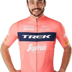 Santini X Trek Segafredo Replica Short Sleeve Jersey Coral / Pink