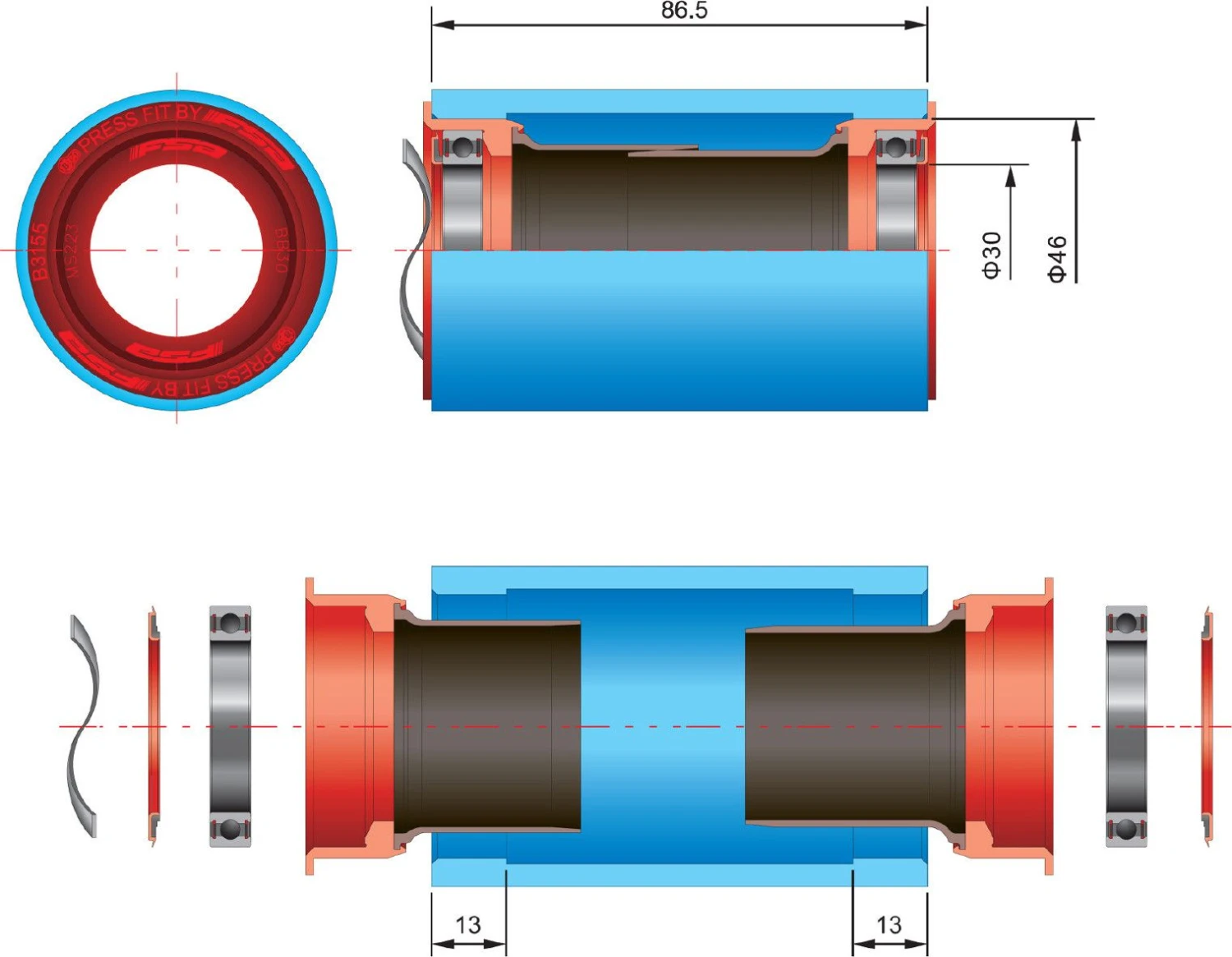 FSA Bottom Bracket PRESS FIT 30 Route PF30 CERAMIQUE 2 FSA Bottom Bracket PRESS FIT 30 Route PF30 CERAMIQUE - Image 2