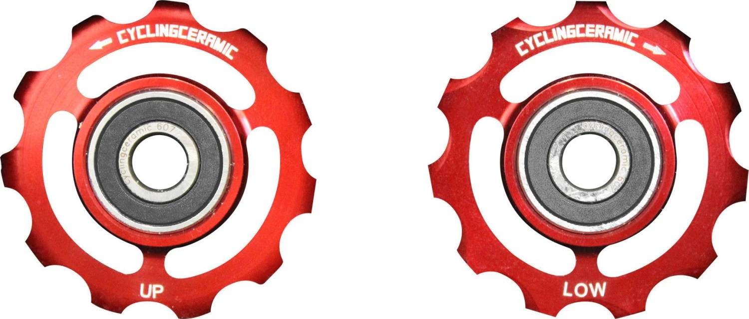 CyclingCeramic Jockey Wheels Shimano 10/11s Red 2 CyclingCeramic Jockey Wheels Shimano 10/11s Red - Image 2